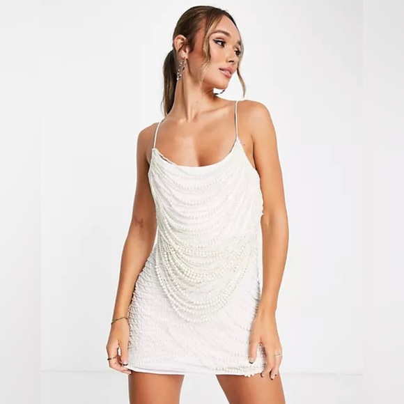ASOS Dresses & Skirts - NWT ASOS DESIGN Embellished Mini Dress with Drape Pearl Detail